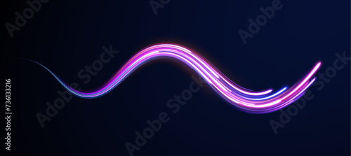 Green, red, pink and blue light or fire of rocket, comet, magic weapon rays isolated on transparent background, Realistic 3d vector set. Abstract fire flare trace lens flares.	 photo