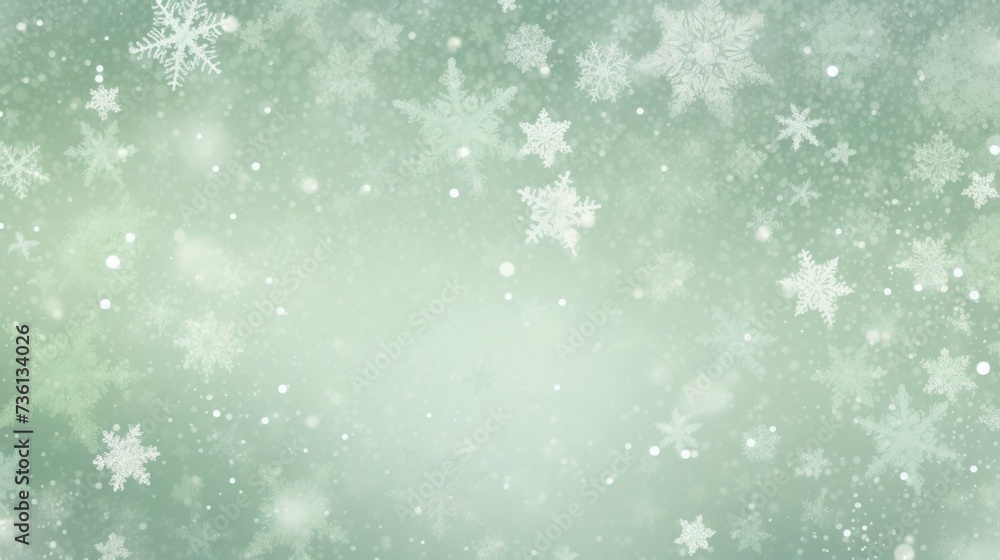 Background with snowflakes in Pista Green color.