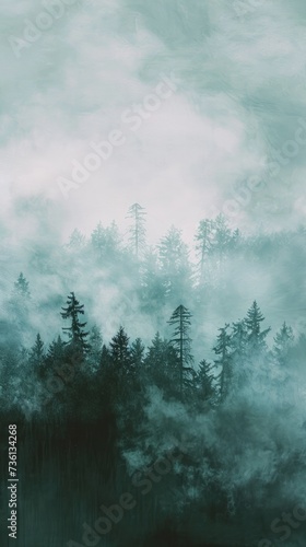 Mysterious smoky misty atmosphere in the forest Texture background for ads and banners Generative AI