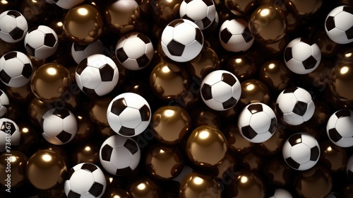 Background with soccer balls in Brunette color.