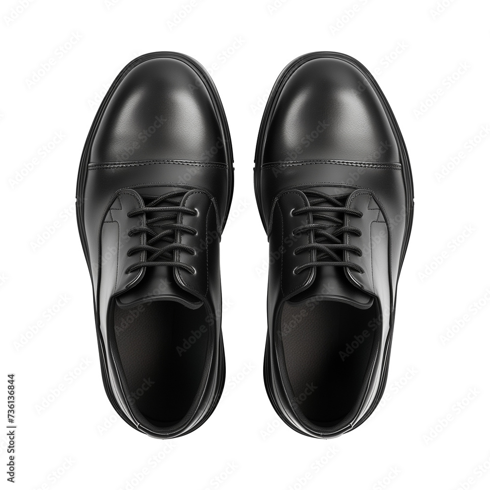 black leather men's shoes, isolated on transparent background black leather men's shoes, isolated on transparent background