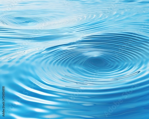 Smooth Water Ripples. Concentric Circle Interference Patterns in Calm Blue Water for Dynamic