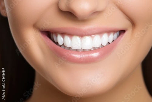 Healthy Teeth Smile of a Young Woman. Dental Care Concept with Perfect White Teeth and Bright Smile