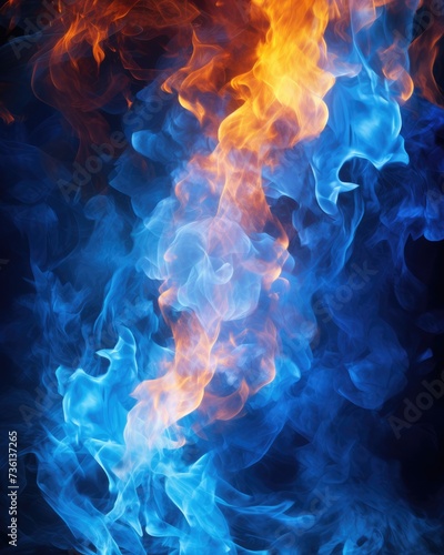 Isolated Blue Fire Background for Hot Design Projects. Perfect Flames and Heat Blaze in Warm Tones: