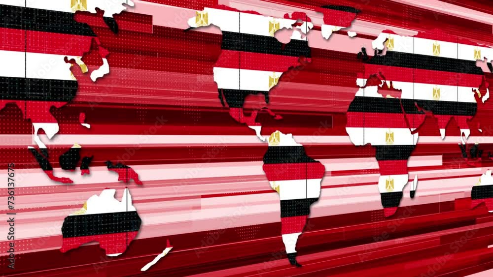 Egypt Flag Breaking News Earth Map Technology Background Animation