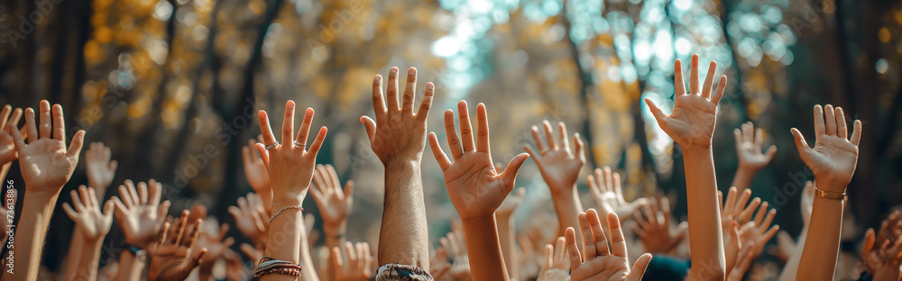 group of people with their hands up group of people with their hands up