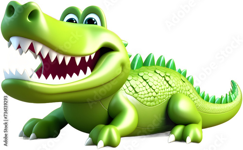 lustiges krokodil , 3d animation mit transparentem Hintergrund . KI Generated  © Ano