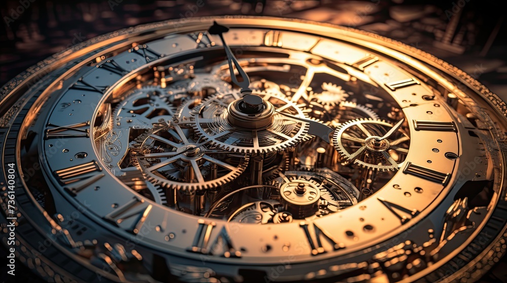 Fototapeta premium clock dial broken to pieces, hdr, 8k, stunning, closeup