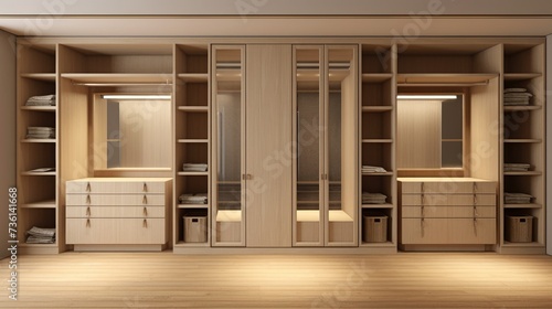 Built-in storage cabinets with light-toned finishe AI generated illustration