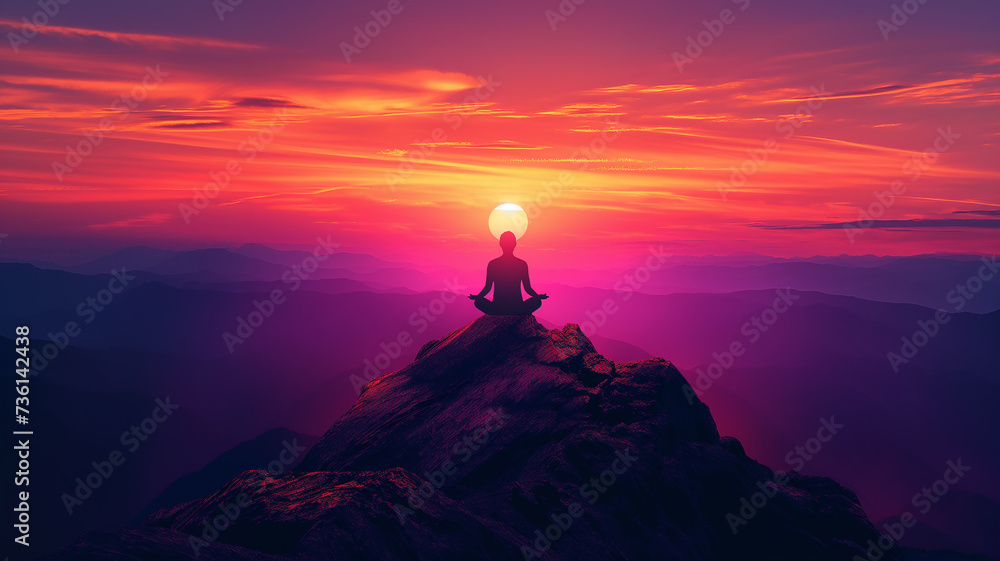 silhouette of a person sitting on a mountain