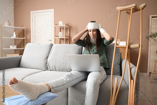 Injured young woman after a...