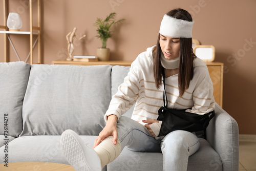 Injured young woman after a...