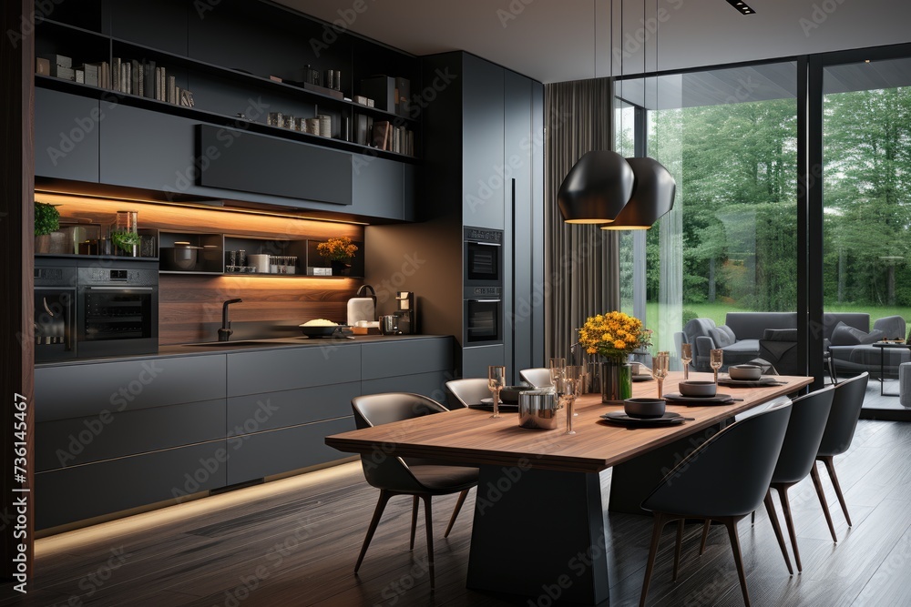 A minimal design kitchen with a refrigerator professional advertising photography A minimal design kitchen with a refrigerator professional advertising photography