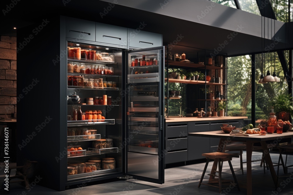 A minimal design kitchen with a refrigerator professional advertising photography A minimal design kitchen with a refrigerator professional advertising photography