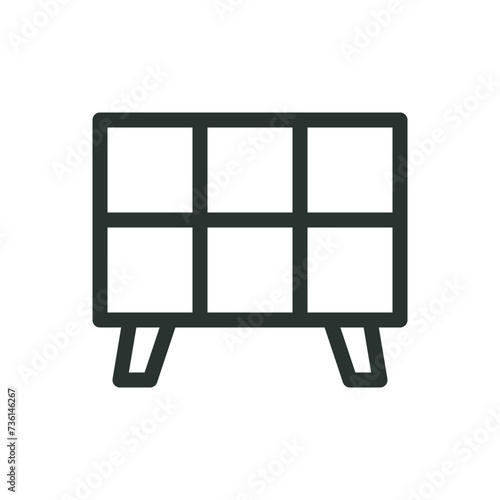 6 cube bookcase isolated icon, home display rack vector symbol with editable stroke photo