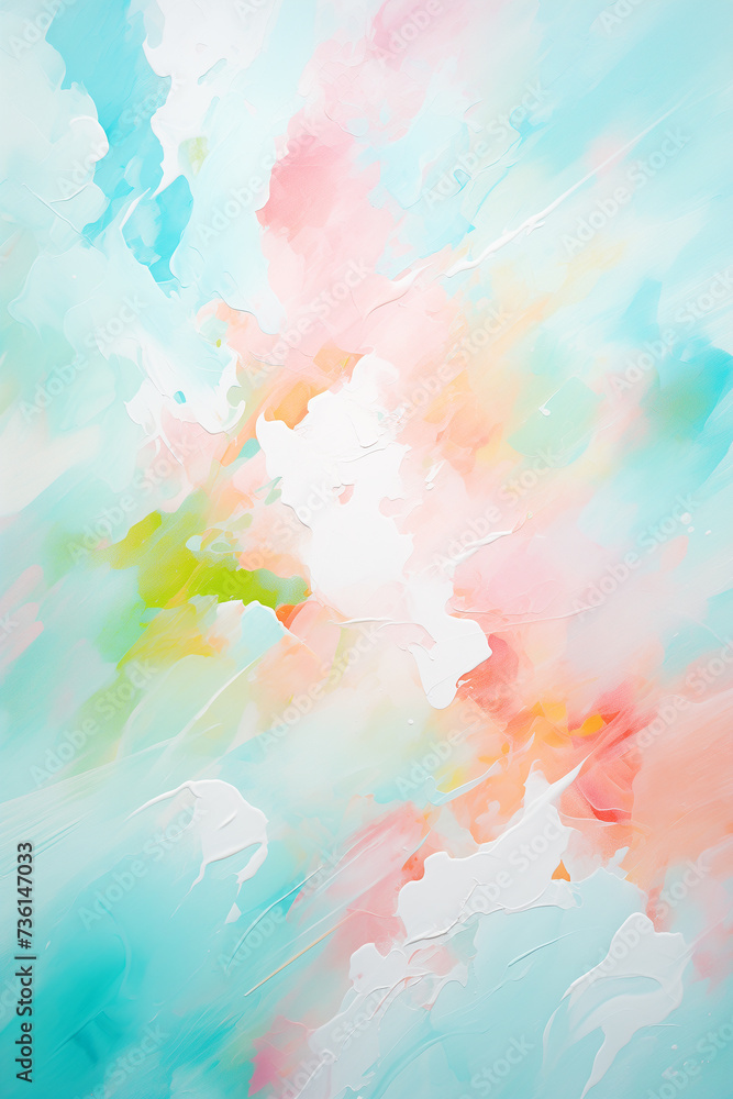 Spring abstract background in pastel colors. Acrylic painting with knife technique. Generative AI.