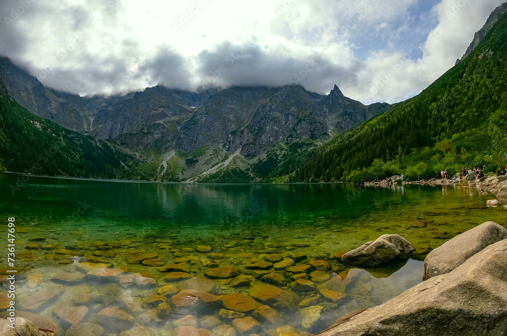 mountain lake mountain peak Morskie Oko Zakopane Poland view landscape