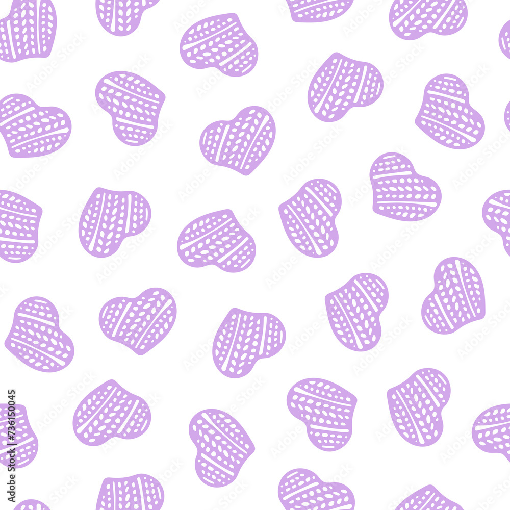 Hand Drawn Seamless Patterns with Hearts in Doodle Style. Hand Drawn Seamless Patterns with Hearts in Doodle Style.