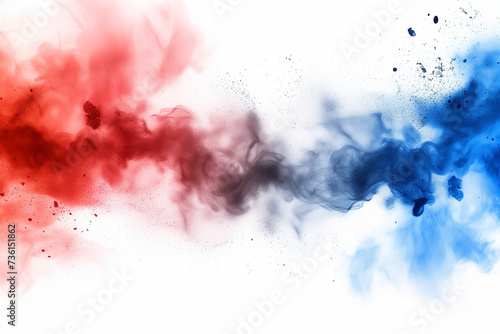 Patriotic Dust Explosion Red, White, and Blue Colors Bursting in Celebration of Labor Day, Independence Day, and Memorial Day, Evoking the Spirit of American Patriotism