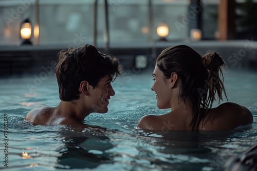 couple in spa swimming pool © Davivd