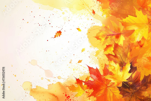A painting depicting a bunch of autumn leaves. Ideal for adding a touch of nature and warmth to any space