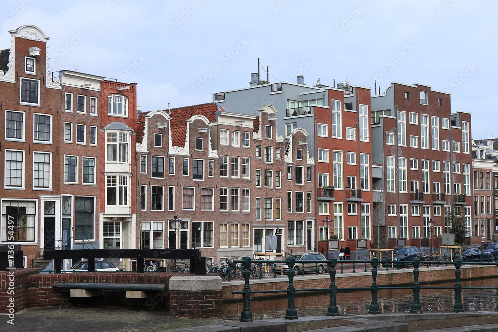 Naklejka premium Amsterdam Nieuwe Herengracht Canal View, Netherlands