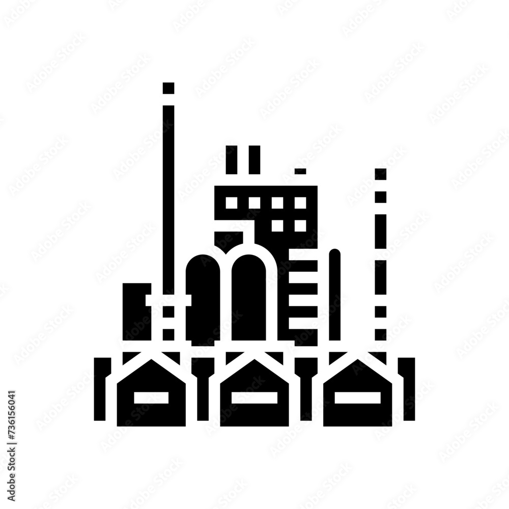 refinery oil industry glyph icon vector. refinery oil industry sign. isolated symbol illustration