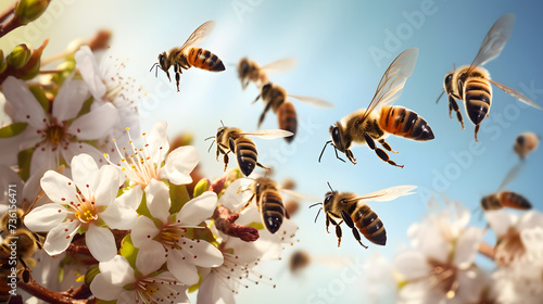 Effervescent Energy: Capturing the Industrious Journey of Bees in Nature © Della