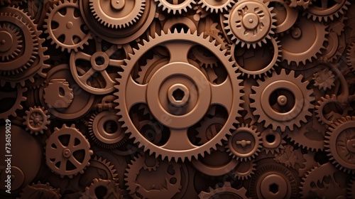 Wallpaper Mural Gears Background in Brown color. Torontodigital.ca