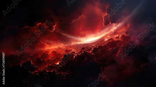 dark planet, light behind, red, nebula, hdr, stunning
