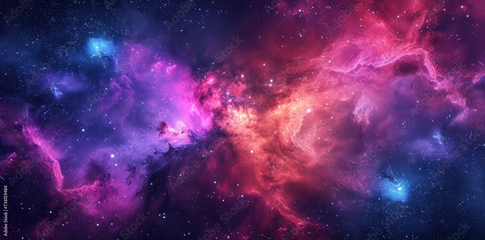 Majestic pink and purple nebula in deep space astronomy exploration - obrazy, fototapety, plakaty 