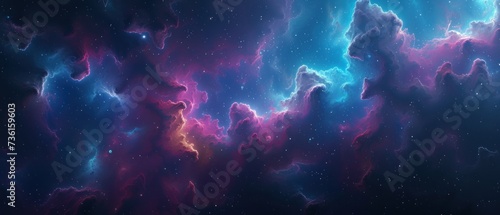 Vibrant cosmic clouds and starlight in a colorful galaxy exploration