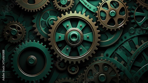 Gears Background in Emerald color