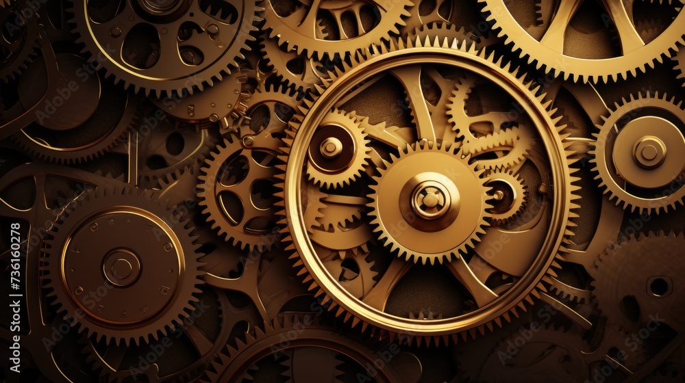 Gears Background in Gold color.