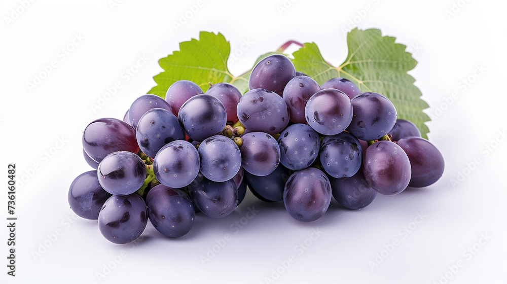 Fototapeta premium Pile of grapes varieties isolated on white background. closeup of grapevine set with grapes of different types on the white background. Natural organic different types of fresh ripe juicy grapes.