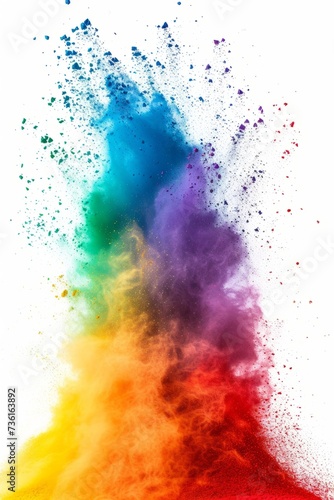 Colorful powder explosion on white background. Abstract pastel color dust particles splash. © Kateryna Muzhevska