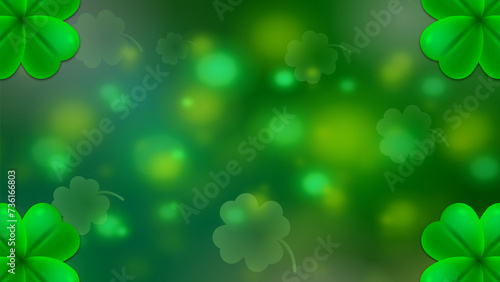 blurred green leaves background with clover leaves