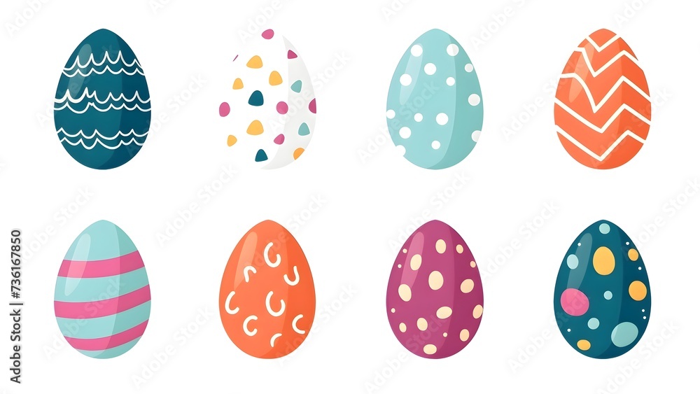 Easter eggs flat icon designs set Easter eggs flat icon designs set