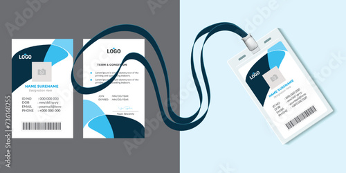 Identification plastic id card with clasp and lanyards isolated vector illustration photo