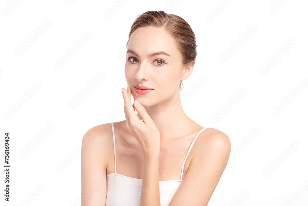 Beautiful young woman with clean fresh skin on white background, Face care, Facial treatment, Cosmetology, beauty and spa, women portrait. Beautiful young woman with clean fresh skin on white background, Face care, Facial treatment, Cosmetology, beauty and spa, women portrait.