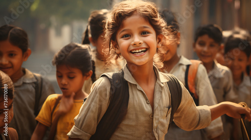 Rural school girl giving a happy expression.