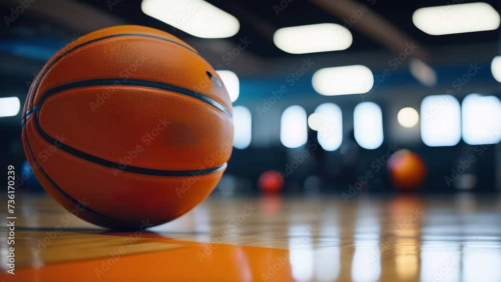 The gym was illuminated by a vibrant orange basketball. The gym was illuminated by a vibrant orange basketball.
