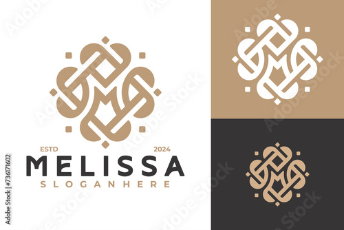 Letter M Heart Flower Logo design vector symbol icon illustration