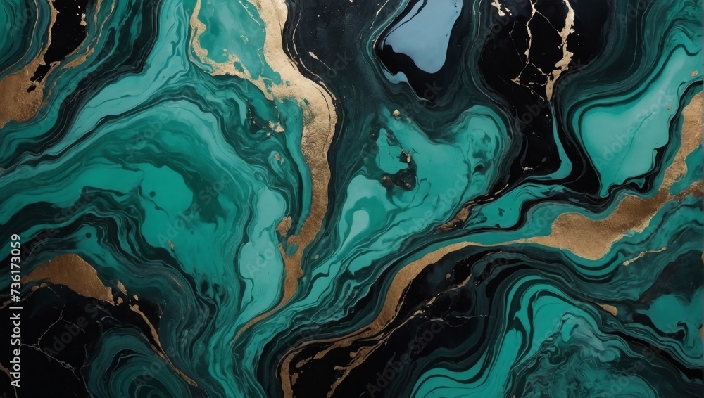 Seafoam green abstract black marble background art paint pattern ink texture watercolor satin bronze fluid wall. - obrazy, fototapety, plakaty 