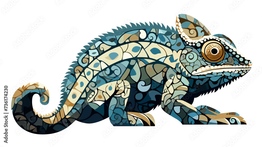 Abstract patterns forming a chameleon  showcasing the adaptability and camouflage found in the natural world. simple Vector Illustration art simple minimalist illustration creative