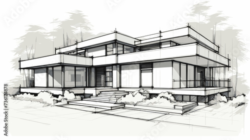 Architectural blueprint of a residential house  representing civil engineering and construction. simple Vector Illustration art simple minimalist illustration creative