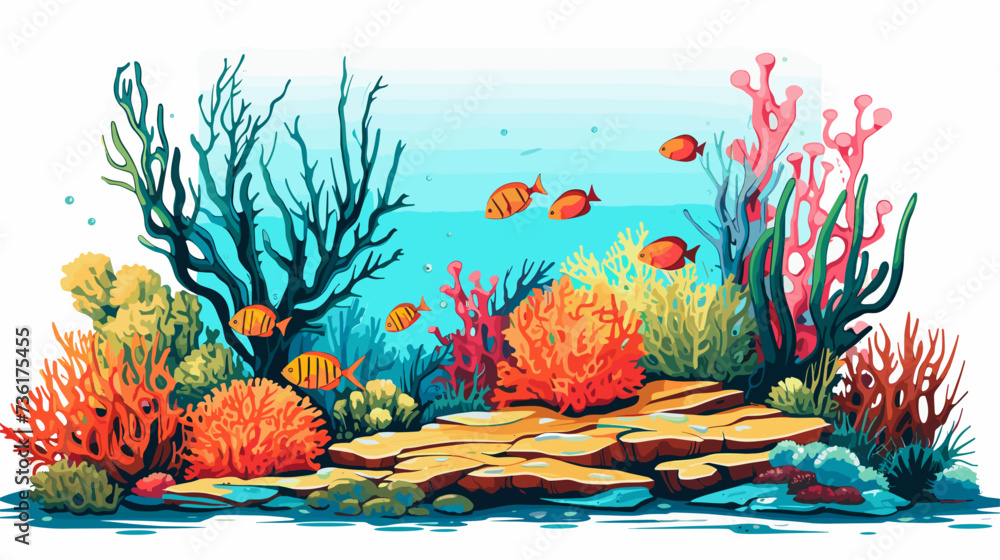 Coral reef ecosystem with colorful marine life  highlighting the biodiversity and vibrancy of underwater environments. simple Vector Illustration art simple minimalist illustration creative