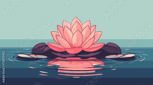 Lotus flower in a serene pond  symbolizing purity and spiritual growth in nature. simple Vector Illustration art simple minimalist illustration creative