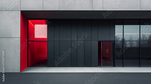 Minimalistic black and red building exterior