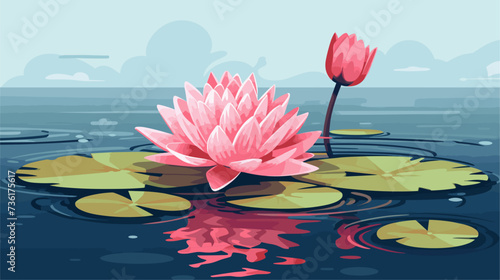 Lotus flower in a serene pond  symbolizing purity and spiritual growth in nature. simple Vector Illustration art simple minimalist illustration creative